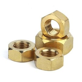 Metric Hexagonal (Hex) Full Nuts Brass Self Colour M4 4mm (Pack of 50 Nuts)