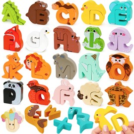 CZTCDP Wooden Alphabet Puzzle ABC Letter Animals Puzzles for Toddlers Montessori Sorting Blocks Board Preschool Matching Game Jigsaw Educational Early Learning Toy Gifts for Kids Boys Girls Ages 3-5