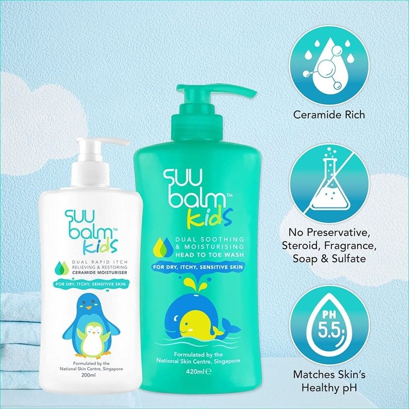 Suu Balm Kids - Soothing Moisturiser Cream Body Wash -
