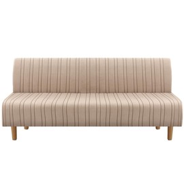 H.VERSAILTEX Stretch Futon Slipcover Armless Sofa Cover Furniture Protector Without Armrests Slipcover Soft with Elastic Bottom for Kids, Spandex Jacquard Modern Stripe Design, Sand