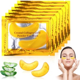 40 pares de Mascarilla de Ojos con Colágeno en Polvo de Oro de 24K, Parches antienvejecimiento para ojos que contienen ácido hialurónico, Mascarillas de oro para ojos hinchados, arrugas y ojerasv