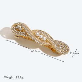 EZ PEACH Barrette, Large, Simple, Fine Line, Semi-Matt, Pipe, Pearl, Wedding, Hair Ornament, Bijou, Groomy, Hair Accessory, For Adults, Everyday Use, Hair Accessories, Women's, Hair Clip, Hair