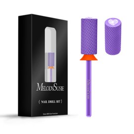 MelodySusie Large Barrel 3/32'' Tungsten Carbide Nail Drill Bit, Crystal Top Purple Heart Shape, Fast Remove Acrylic Gel, Cuticle Gel Polishing for Manicure Pedicure, Purple, Series Bit-S, Fine