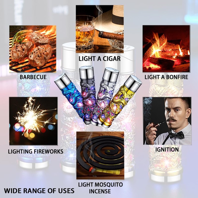 MACHYAO Creative Shiny Dragon Torch Lighter - Windproof, Jet Red