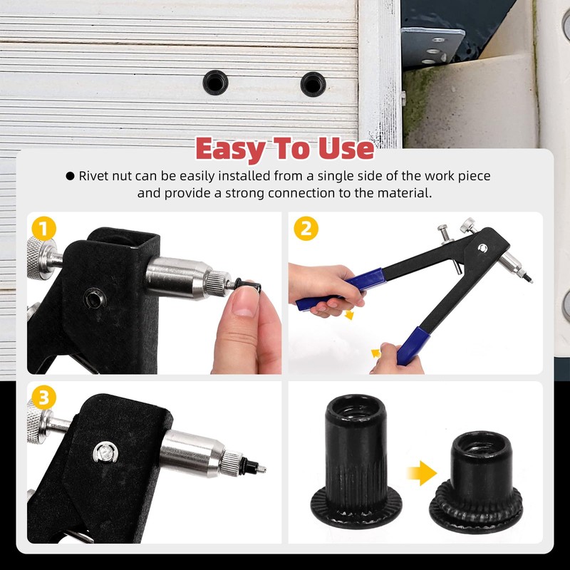 Hilitchi 100Pcs 1/4"-20 UNC Rivet Nuts, Zinc-Plated Carbon Steel Threaded