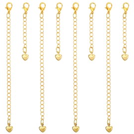 8 Pcs 18k Gold Chain Extenders for Necklaces, Bracelet, Women, Non Tarnish Fadeless Bracelet Chain Extenders Set, 2 Sizes Necklace Extender Gold Jewelry Extender
