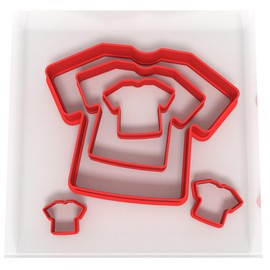 Custom Cutters Shirt Shaped Cutters | Set of 5 Plastic Cutter for Baking, Fondant, Clay, Pastry, Icing, Jewellery (1.5/2/3/5/8CM)