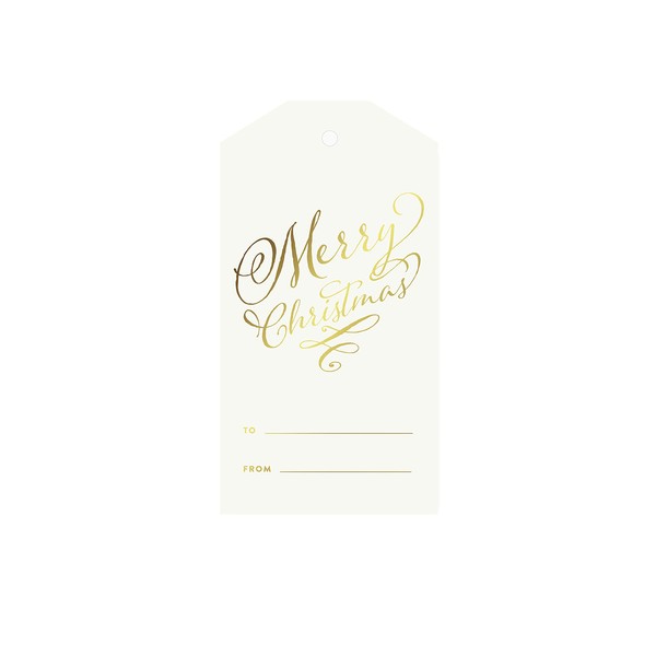 Andaz Press Christmas Collection, Classic Gift Tags, Stylized Merry Christmas To From, Metallic Gold Ink, 12-Pack, Not Gold Foil, Decorations, Decor, Stationery