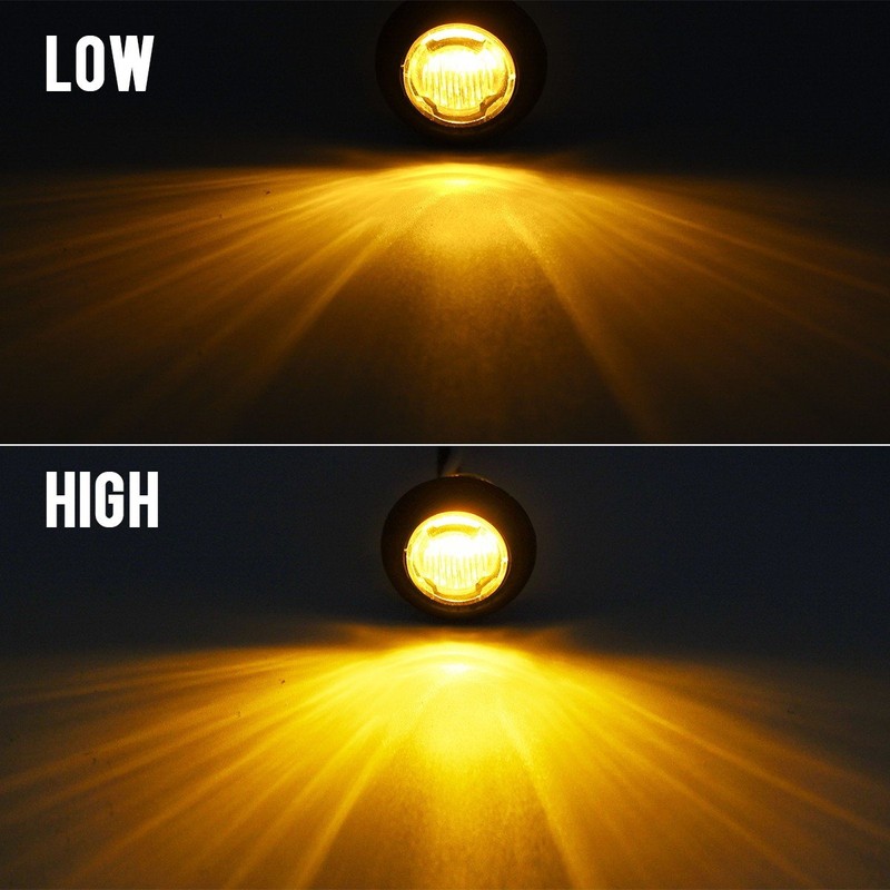 Partsam 10 Pcs 3/4 Inch Amber Round LED Lights, DOT