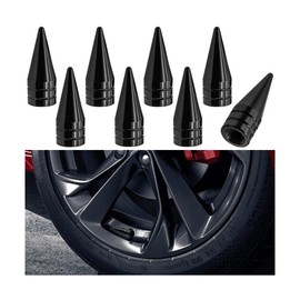 Zpana Spiked Shape Car Tire Valve Stem Cap, 8PCS Aluminum Alloy Dustproof Vehicle Wheel Tyre Valve Stem Cover, Auto Rim Valve Stem Protection Accessories, Universal for SUV Sedan Truck (Black)