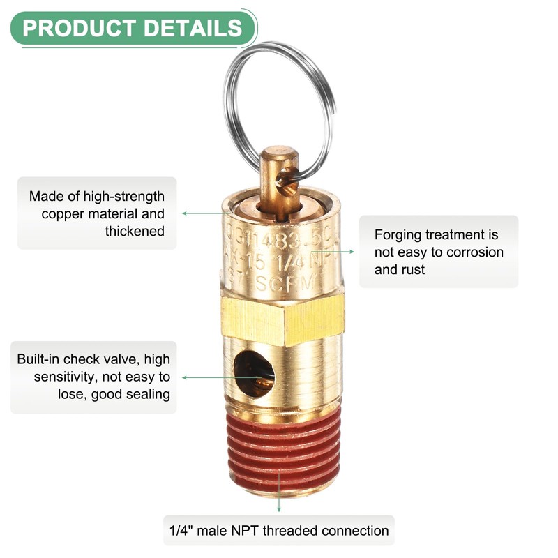 M METERXITY 4-Pack Air Compressor Pressure Release Safety Valve, 1/4"