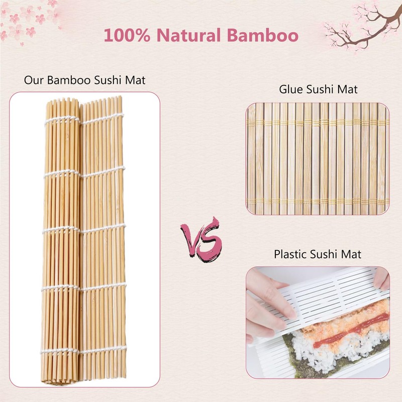 ZFYQ Bamboo Mat for Sushi 3 Pieces, Natural Bamboo Roll