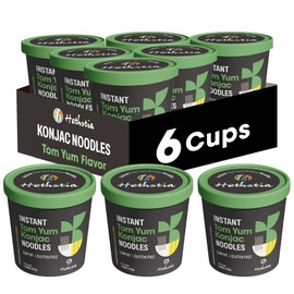 Hethstia Shirataki Noodle Tom Yum Soup Cups- 6-Pack Konjac Angel Hair Pasta, Low Carb, Ready-to-Eat Tom Yum Noodle Broth, Low GI, Healthy Asian Ramen, Keto-Friendly, Holiday Food Gift