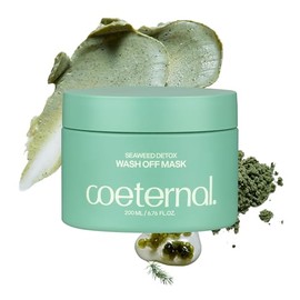 Seaweed Detox Wash Off Mask, Cooling Korean Clay Mask with Bentonite, Kaolin, Glycerin & Seaweed Extracts for Pore Minimizing, Deep Cleansing, Non-Dry