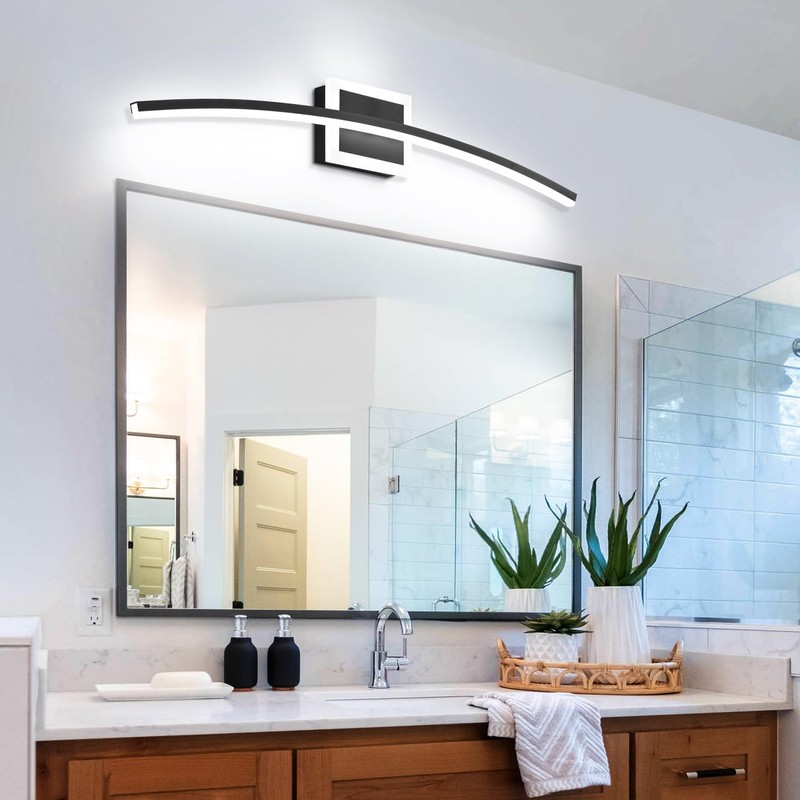 PRESDE 32in Black LED Bathroom Light Fixtures Over Mirror Modern