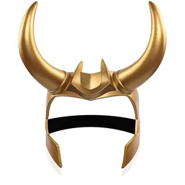 nezababy Horns Crown Merchandise Costume Mask,Gold Helmet Headwear Cosplay Masquerade Accessories Prop for Adult Woman