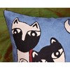 Kashmir Designs Picasso Blue Cat Pillow Cover Quadruplets Whimsical Hand