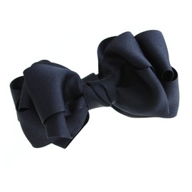 KOBE VINGTAINE H-503 Voluminous Ribbon Banana Clip, Satin, Medium, Hair Clip, Hair Accessory, Grosgrain - nvy