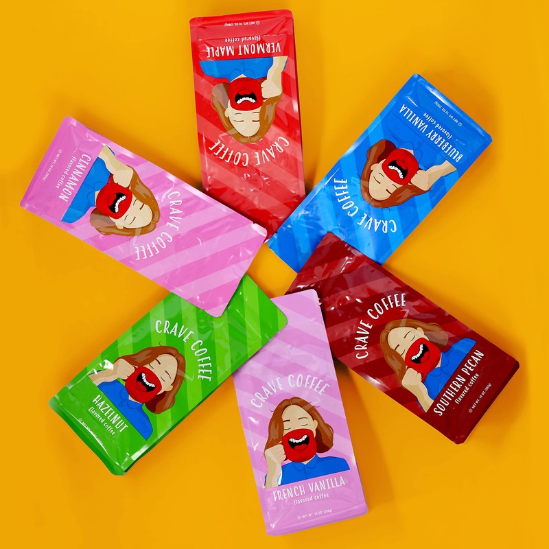 Crave Beverages Flavored Ground Coffee Bag, Assorted Variety Pack –