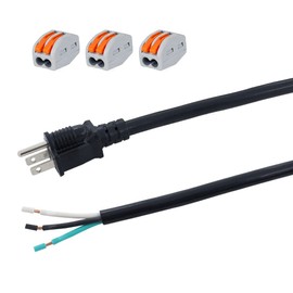 12 AWG Power Cord 12FT Open End Heavy Duty 12 Gauge 3 Prong 12 Foot 3 Wire SJT Power Supply Cord NEMA 5-15P, 1875W at 125V Replacement Power Cord for Power Tool