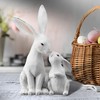 Regency International Resin Bunny Kissing Baby, 10.5 Inches, White, Easter,