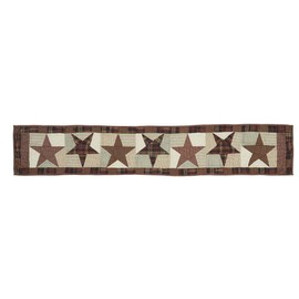 VHC Brands Abilene Star Quilted Table Runner 13x72 Country Patchwork Kitchen Tabletop Design, Burgundy