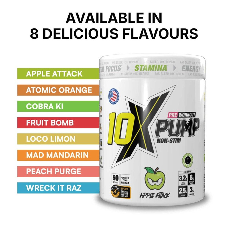 10X Athletic Non Stim Pre Workout No Caffeine Beta Alanine