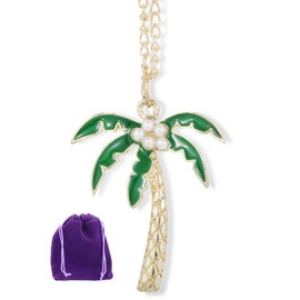 Emerald Park Jewelry Coconut Tree with Faux Pearls Charm Chain Necklace