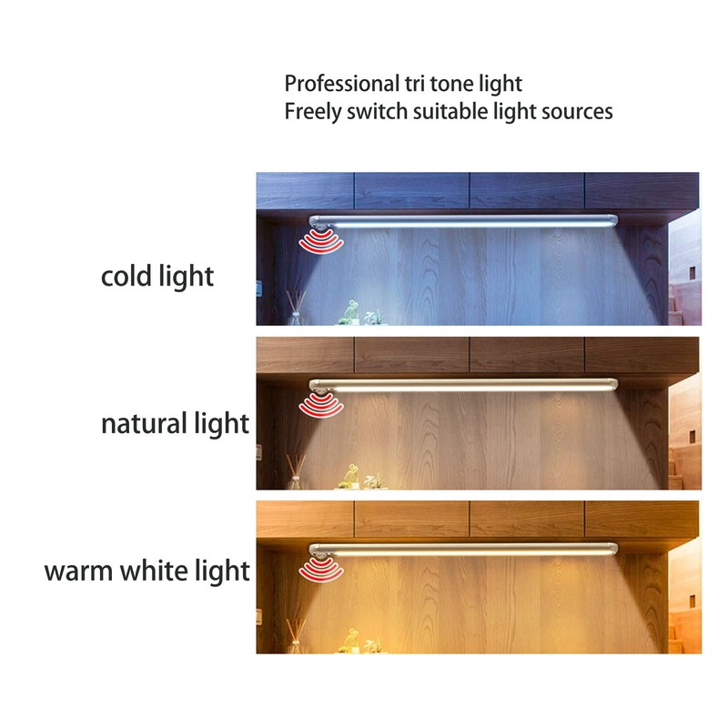 LED Human Sensing Cabinet Light USB 3 Color Temperature Strip