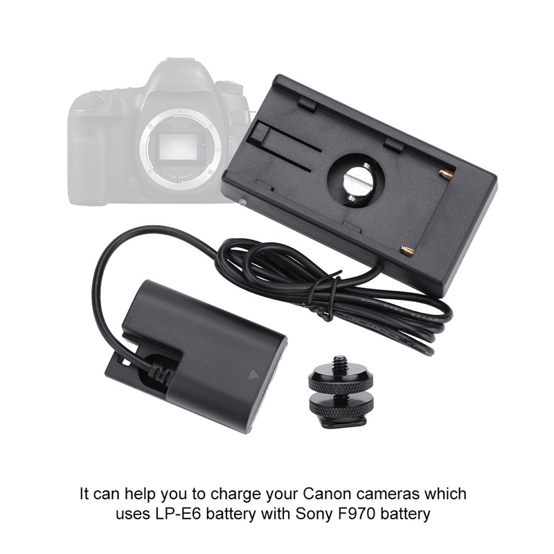 NP-F970 to LP-E6 Dummy Battery Plastic Plate Mount Adapter Cable