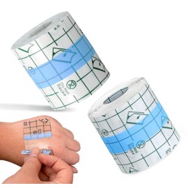 2 Rolls Transparent Stretch Adhesive Bandage, BetterJonny Waterproof Clear Protective Adhesive Bandages Dressing Tape for Swimming and Shower(2 Inch x 10.94 Yard)