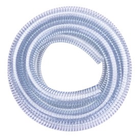 DERPIPE PVC Steel Wire Tubing - 1-1/2" ID x 1-3/4" OD Heavy Duty High Pressure Flexible Spiral wire Vinyl Clear Vacuum Hose 25Ft Lnegth (with 2 Clamps)