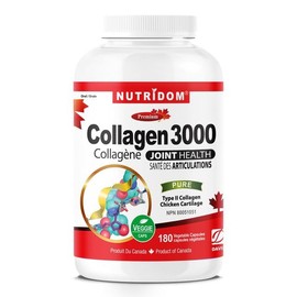Nutridom Nutridom Chicken Cartilage Collagen 500mg, Type II, Hydrolyzed, Collagen Peptides Supplement for Women & Men, Non-GMO, Gluten free, Soy & Dairy free (180 Count)