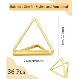 36 Pcs Triangle Table Number Holders - Rust-Resistant Metal Place Card Stands for Weddings, Office & Home Decor(Gold)