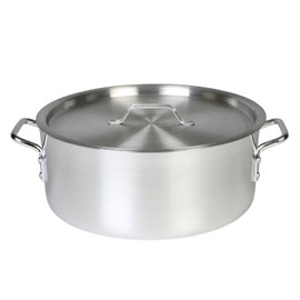 Thunder Group 12 Quart Aluminum Braiser with Lid, Silver