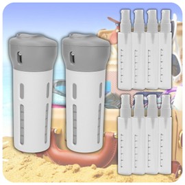 4-in-1 Travel Dispenser Leakproof, Refillable, and Portable Solution for Your Travel Shampoo and Conditioner and Travel Accessories (Grey 2 PCS)