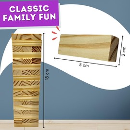 FNA FASHIONS Classic Wooden Tumbling Tower Game - 54 wooden stacking game for Family & Kids, Indoor/Outdoor Party Fun, Hand-Eye Coordination, Strategy & Reaction Skills Enhancer