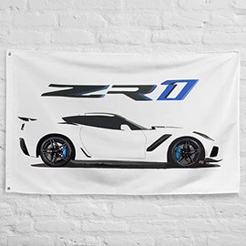 White ZR1 2019 C7 Vette Owner Custom Garage Office Man Cave Banner Flag 34.5" x 56"