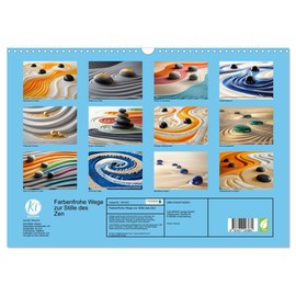 Farbenfrohe Wege zur Stille des Zen (Wandkalender 2026 DIN A3 quer), CALVENDO Monatskalender: Farbige Sandwellen und Steine in perfekter Balance laden ... Ruhe und innerer Harmonie (CALVENDO Hobbys)