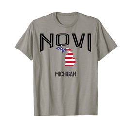 Novi Michigan MI Throwback Retro USA Flag T-Shirt