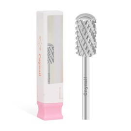 3/32" Large Barrel Smooth Round Top Tungsten Carbide Nail Drill Bit Safety Bit for Gel & Acrylic Removal, 2-Way Rotating Efile Tip, Salon Electric File Accessory (4XC Grit, Silver)