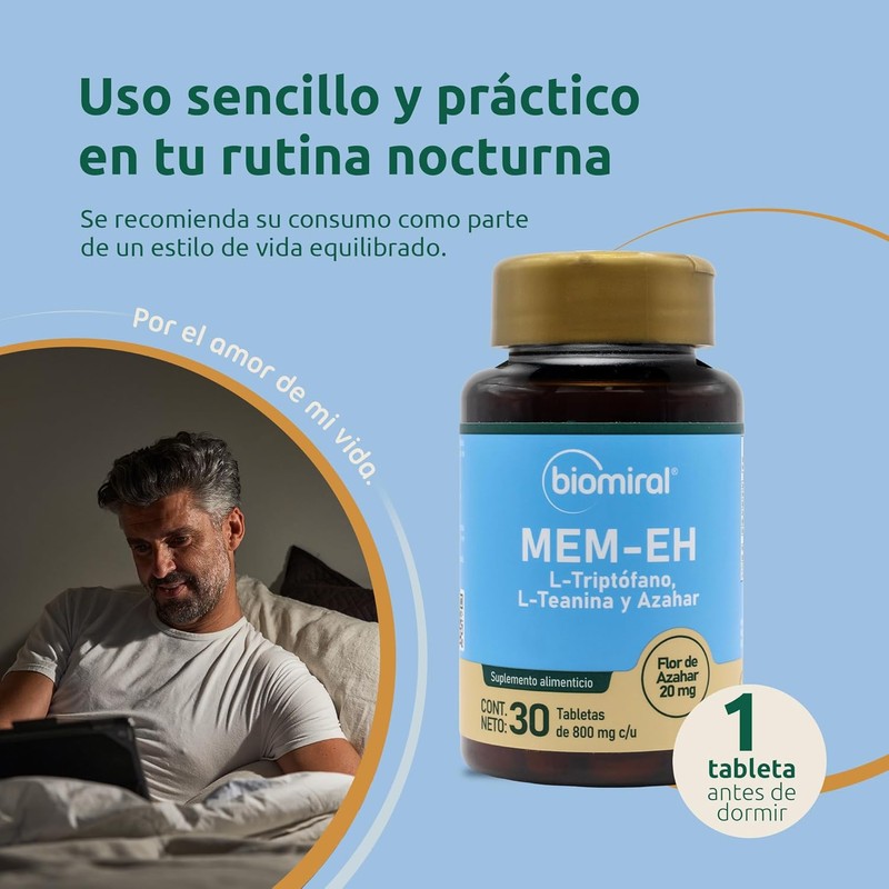 Biomiral Mem-Eh Relaxation Supplement - L-Theanine & L-Tryptophan - 30