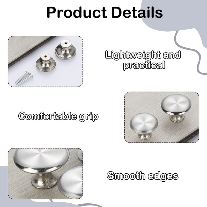 Nuqin 6PCS Cabinet Knobs,Stainless Steel Cupboard Knobs,Door Knobs for Cupboards