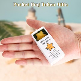 50 Sets Pocket Hug Token Bulk,Star Worry Gemstone Natural Stones Inspirational Gifts Bulk, Positive Thank You Gifts with Cards for Employees Nurses Classmate Graduation