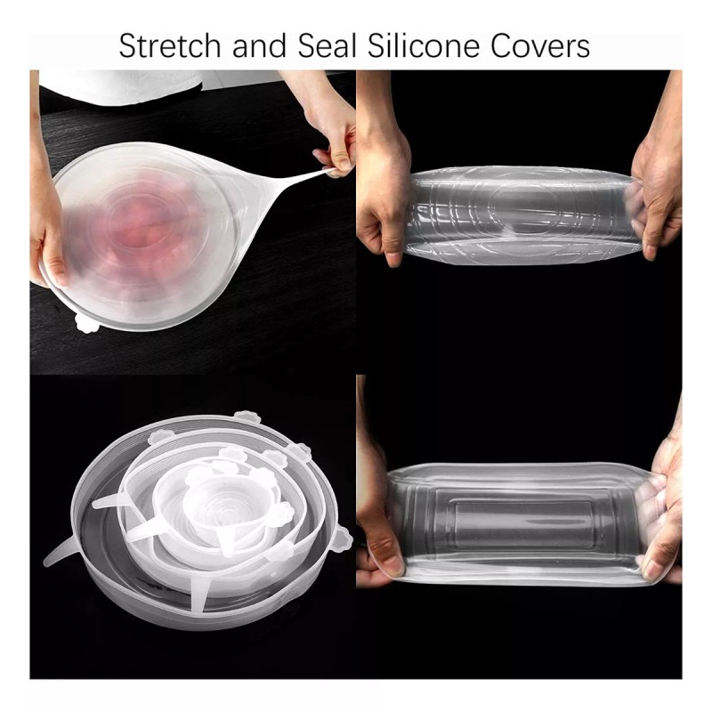 SANBREVE Tapas Reutilizables Herméticas De Silicona Flexible 12 Pzas