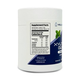 Weldental Xylitol Gum, Plastic Free Package, Cardboard tube and Compostable Bag (100 Count Refill, Peppermint)