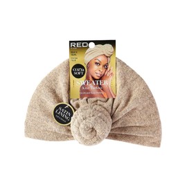 Red by Kiss Sweater Knit Turban – Quick & Easy Styling, Satin-Lined, Soft & Cozy, Prevents Hair Breakage, Retains Moisture