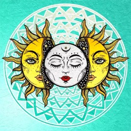 Fashion Jewelry CELESTIAL SUN MOON ART FACES PAGAN Pendant 925 Sterling Silver 20" Necklace GIFT