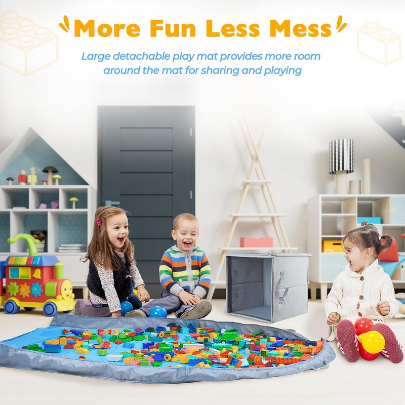 SAM AND MABEL Toy Storage Basket and Play Mat –