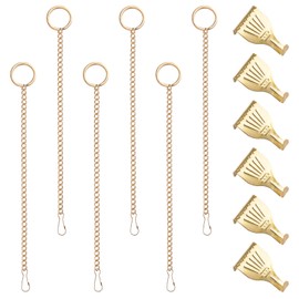 UFURMATE Picture Hanging Kit 6Pcs Picture Rail Hooks with 6Pcs Chains, Metal Rail Hanging Hooks Picture Display Hanging System for Wall Picture, Exhibition(Gold, 30CM)